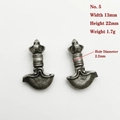 Detail view of antique silver Vajra pendant with measurements 13x22mm and 1.7g weight - 5# Retro Pendant