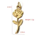 Polished gold stainless steel rose pendant for DIY jewelry making, 2.4cm height - BXGPJ070-Rose Flower Pendant