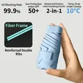Light blue mini folding sun umbrella with UPF 50+ UV protection and cooling fabric - 2-in-1 Reinforced Ribs Without Case / Sky Blue