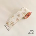 Creamy white 6.3cm Christmas ribbon with gold glitter snowflakes for tree DIY decor - Champagne Gold Snowflake