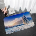 Absorbent flannel floor mat featuring a winter snow forest scene on dark wood floor - 40x60cm / Style 2