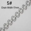 Close-up of 17mm wide silver stainless steel chain link with unique teardrop design - Style 5# Chain (17mm Width/Meter)