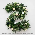 Guirlande de Noël de 1,8 m avec boules crème givrées et lumières LED chaleureuses - Style Vert et Blanc 1,8m (avec Lumières)