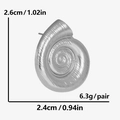Silver conch shell stud earrings size details 2.6cm by 2.4cm with 6.3g weight per pair - Silver