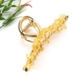 Detail of golden alloy hair claw clip decorated with amber yellow crystal gravel stones - Large B Style 11.5cm + Citrine (Synthetic)