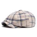 Klassische Newsboy-Mütze mit Karomuster in Beige mit blau-braunem Vintage-Design - Beiges Gitter 1