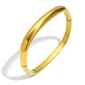 Brazalete redondo irregular de acero inoxidable chapado en oro de 18K con cierre de bisagra - Dorado