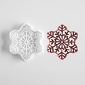 Cortador de galletas de copo de nieve blanco con galleta 3D decorada en rojo - E-788 Copo de Nieve C