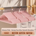 Thickened non-slip seamless clothes hangers in mousse pink color for home organization - Nordic Pink (Extra Thick 70g)