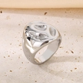 Silver infinity ring with chunky lava texture and hammered metal finish for women - 21mm Silver Lava Texture Style