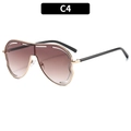 C4 oversized tea gradient sunglasses with gold metal frame and black temple tips - Gold Frame Gradient Tea Lens