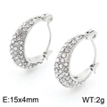 Orecchini a cerchio color argento con pavé di cristalli, 15x4mm, chiusura a scatto - Stile Micro Pave a U Argento (KE113902-KFC) / Argento