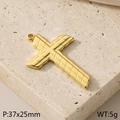 Goldener Punk-Kreuzanhänger aus Titanstahl mit Gittertextur und 37x25mm Abmessungen - Gitterstruktur Kreuz-Stil (KLJ8408-Z)