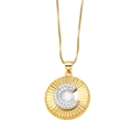 Gold plated initial necklace with sparkling letter C pendant on a textured disc - Letter C