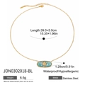 Variante de collier en acier doré avec pierre bleue et pendentif coquillage doré - Collier Ovale Coquillage Bleu-JDN0302018-BL
