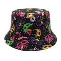 Chapeau bob réversible avec motif masque de carnaval rétro et plumes pour le soleil - M(56-58cm) / Motif de Masque de Carnaval