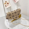 Chic tricolor leather crossbody bag in beige white and yellow with gold chain strap - Yellow Floral Print