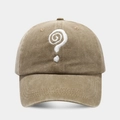 Primer plano de gorra de béisbol vintage en algodón lavado caqui con bordado de signo de interrogación - Ajustable / Caqui