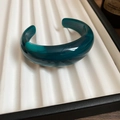 Minimalist translucent dark green acrylic open bangle with glossy finish and thick design - Emerald Green