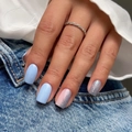 Short press-on nails in pink, blue, and silver glitter finish, 24pcs set for women - Bz1527 Is Elegant And Refreshing. / Glue Type