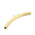 Polished gold stainless steel curved tube connector with small ring for DIY jewelry - Gold 4x48mm Style with 1 Loop (KLJ239-Z)