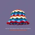 Handmade crochet knit bucket hat with colorful shell patterns in size 56-58cm - One Size / Dopamine Hat