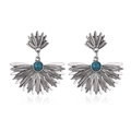 Boucles d'oreilles bohèmes vintage en argent antique avec perles bleues turquoises - Argent Antique avec Turquoise (9334)