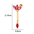 Gouden kraakbeen oorbel met rozerode zirkoon en een delicate hangende ketting - Goud Magenta