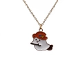 Collier de Noël avec pendentif fantôme blanc, chapeau de magicien marron et canne dorée - Collier Chapeau de Sorcier