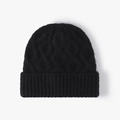 Classic black cable knit beanie with ribbed cuff for winter warmth and outdoor style - One Size / Black (24B043)