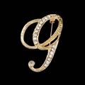 Elegant gold letter G brooch encrusted with sparkling clear rhinestones for women - Letter G Style (2255) / Gold G