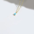 Elegant gold choker necklace featuring a water drop shaped blue turquoise pendant - Sky Blue (Gold) (XL3412)
