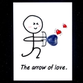 Handcrafted blue heart-shaped natural agate stone on The Arrow of Love gift card - Sodalite