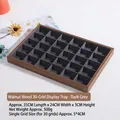 Walnut wood jewelry tray with 30 compartments and dark grey velvet lining for rings - Walnut 30-Grid Tray Dark Grey