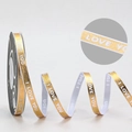 White ribbon with gold I LOVE YOU print and metallic gold edges for gift wrapping - 1CM Gold Edge Ribbon [Gold LOVE] 40 Yards