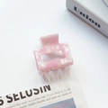 Chic square acetate hair claw clip featuring pink and white marble pattern design - Gem Pink