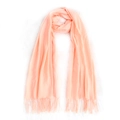 Soft pale orange faux cashmere shawl scarf with elegant tassel trim for autumn and winter - Peach Pink
