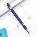 Purple matte click pen with stylus tip and silver metal clip for office touchscreens - Deep purple