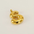 Polished golden bubble letter S pendant in stainless steel with 3D inflated mirror finish - Letter S