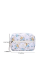 Quilted floral makeup bag with blue and yellow flower patterns and size dimensions - Medium / Spiked Thistle (White with Blue Yellow Floral)
