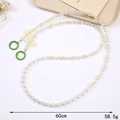 Handmade beaded phone crossbody strap with white pearls and yellow butterfly charms, 60cm long - K254 Pearl & Crackle Bead Chain Green