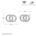 Detailed view of S925 sterling silver double-ring earrings with 5A grade zircon stones - 925 Silver / 925 Silver White Gold Plated