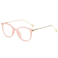 Montatura per occhiali cat-eye rosa trasparente con sottili stanghette in metallo dorato - Montatura Rosa Gamba d'oro / Plano