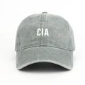 Berretto da baseball classico in cotone grigio lavato con ricamo CIA bianco e visiera curva - Regolabile / Grigio