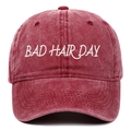 Casquette de baseball ajustable en coton délavé bordeaux avec broderie - Taille unique / Bordeaux