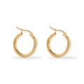 Polished chunky 18K gold plated stainless steel hoop earrings for women - 3.0 Minimalist Thick Round Ear Buckle (Gold/MS-174)