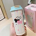 500ml vacuum insulated cream coffee mug with cartoon dog print and 316 stainless steel liner - Blue Yellow Dog