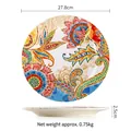 27.8cm bohemian round ceramic plate with colorful floral pattern for steak and pasta - Caifenghua (11 Inch)