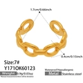 Detailed size chart for 18K gold plated stainless steel chain ring with dimensions - Size 7 / Cuban Chain Style (Y171)-Gold