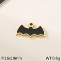 Golden Halloween bat pendant with black enamel finish, size 16x10mm for jewelry making - Bat Style (KLJ10367-ZLA)